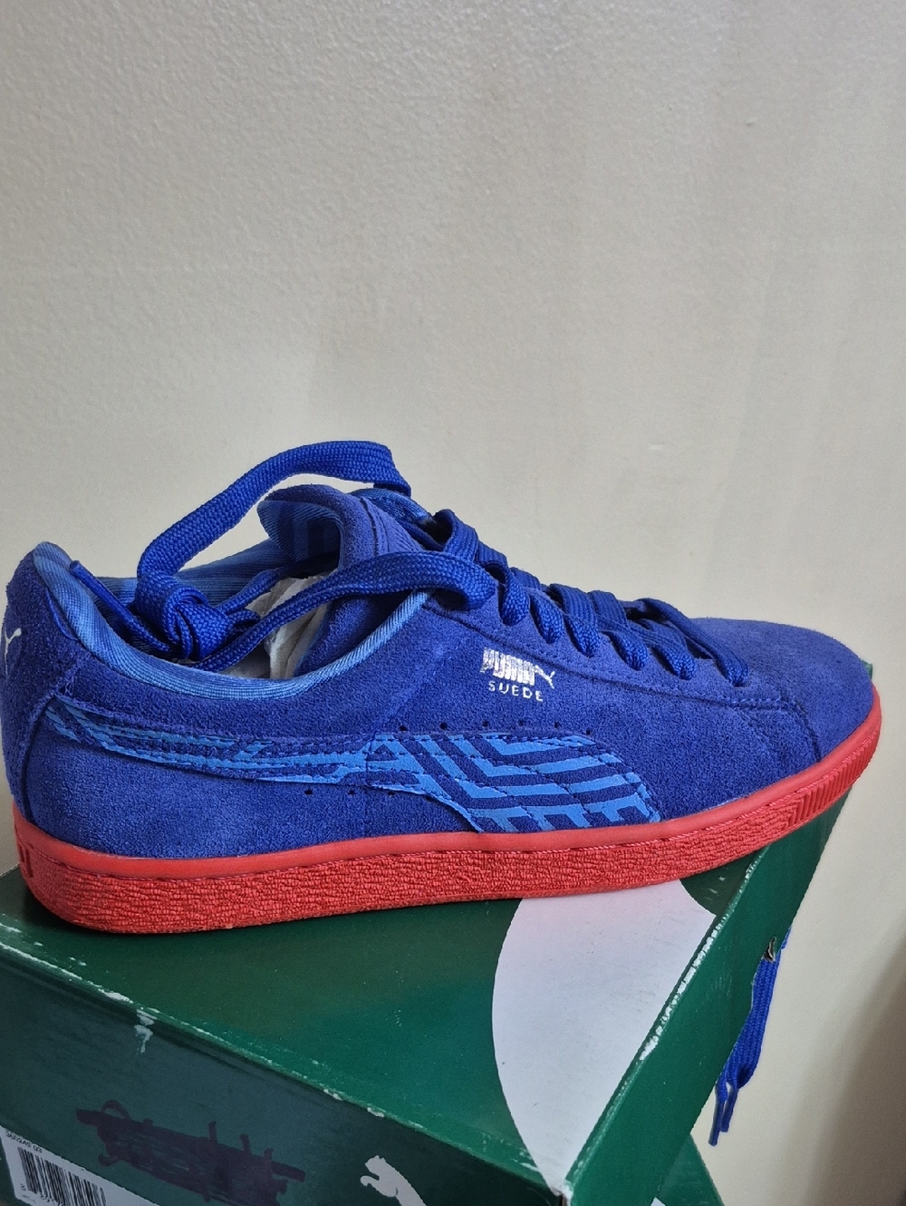 Puma Suede Royal Blue with Red Sole Sneakers